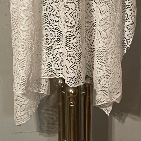 OS Vintage 1988 Time USA cream ivory lace sleeveless open long cardigan - Picture 11 of 12